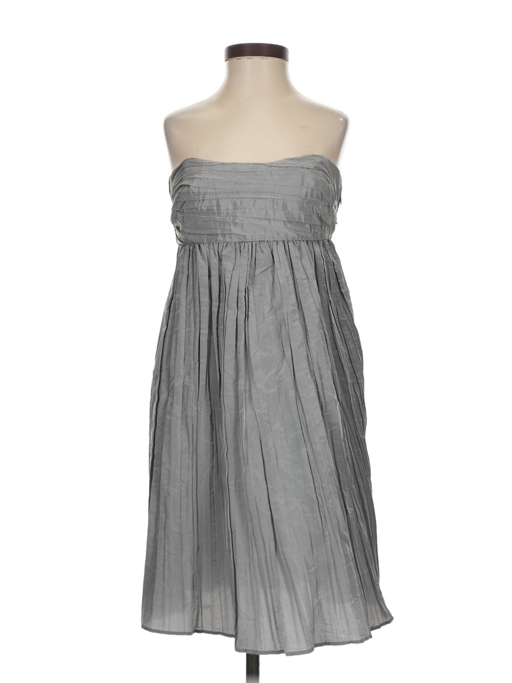 Calypso St. Barth Silver Strapless Pleated Midi Dress